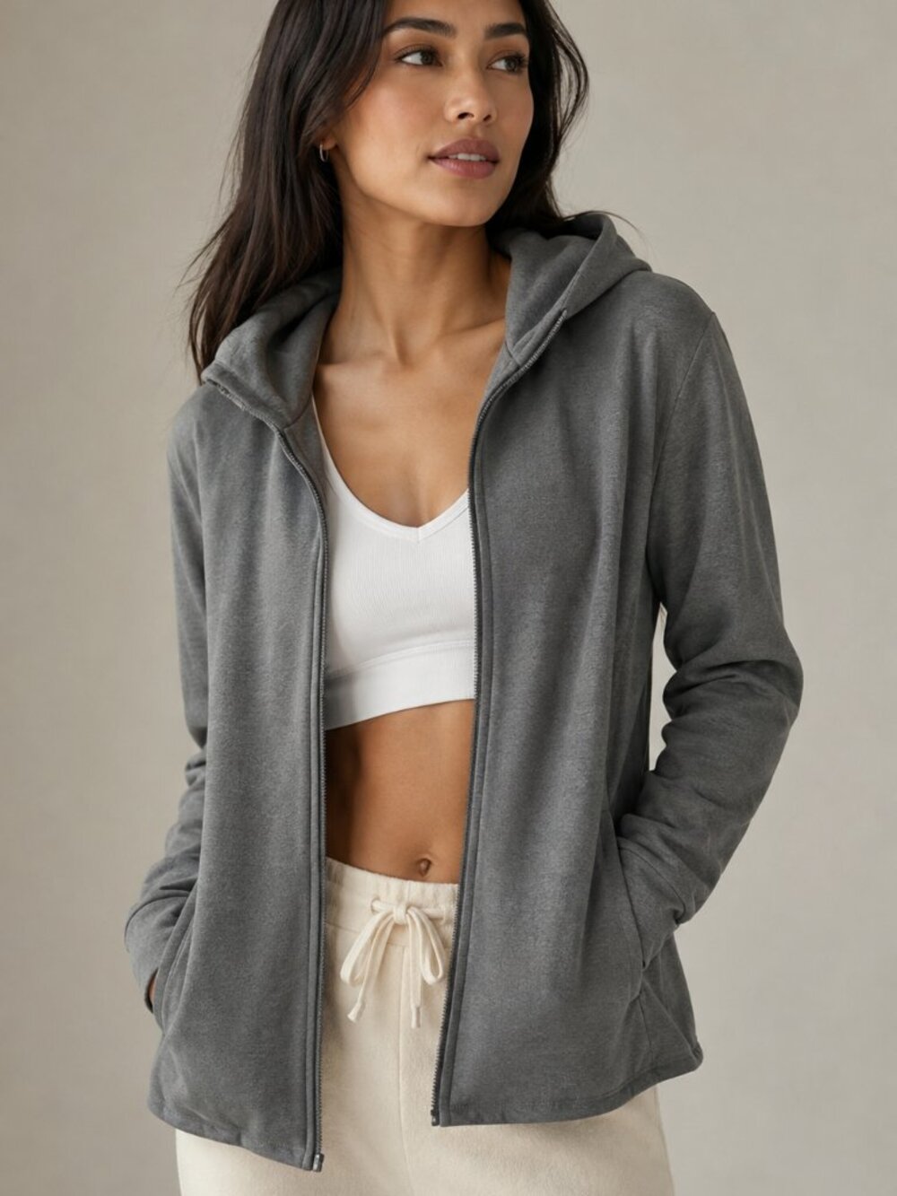 Lululemon City Trek Gray Hooded Full Zip Jacket Size 12